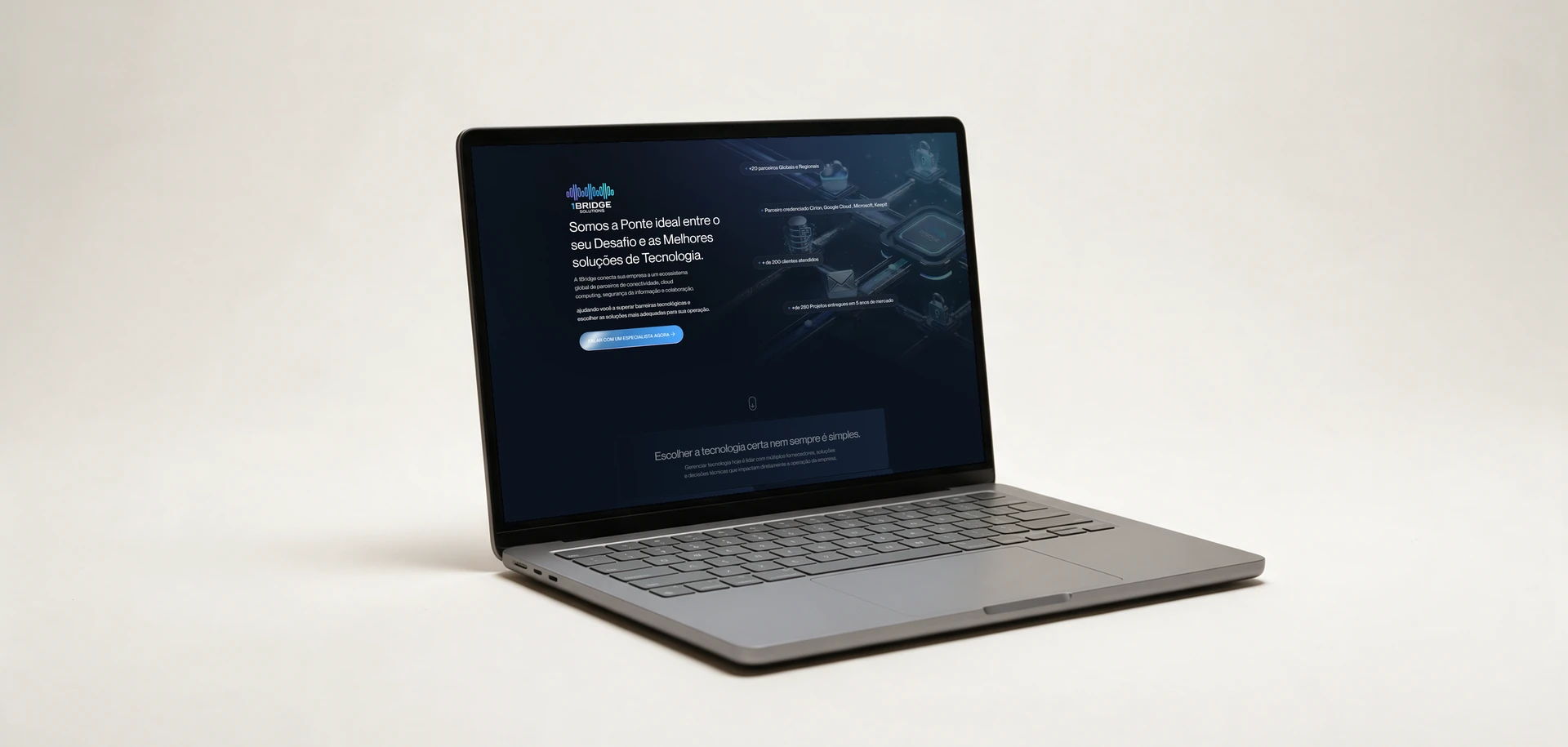 Site 1Bridge Solutions aberto em um notebook