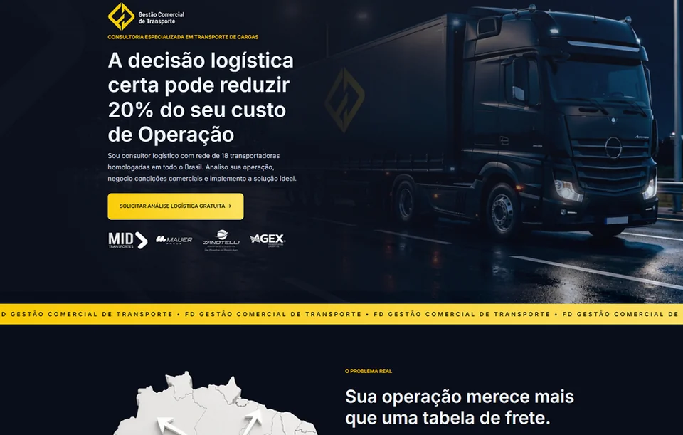 Topo do site FD Gestão Comercial aberto no navegador