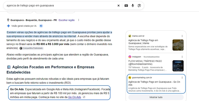 Visão geral criada por IA: Citada no resumo do Google