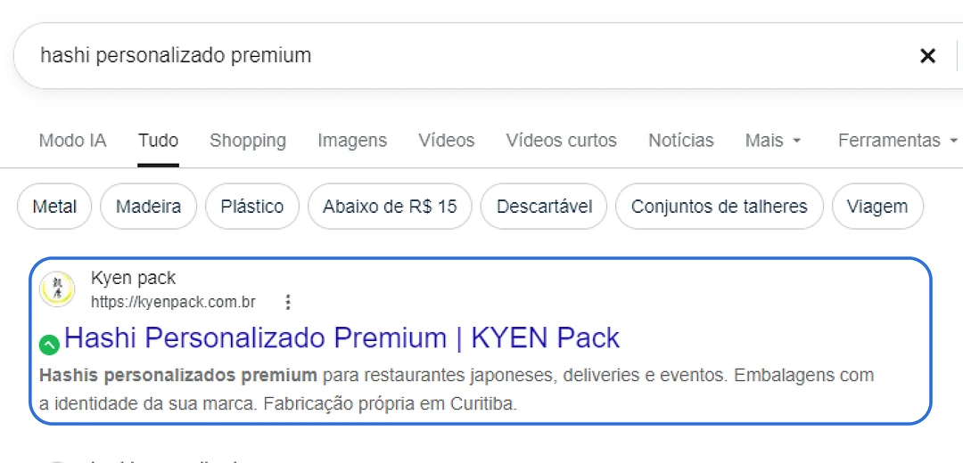 Busca do Google: Na primeira página