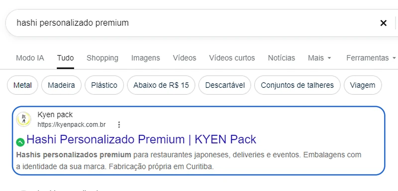 Busca do Google: Na primeira página
