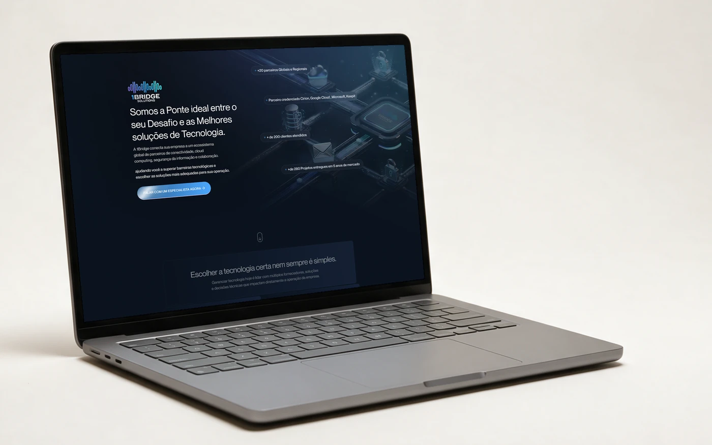 Site 1Bridge Solutions em um notebook