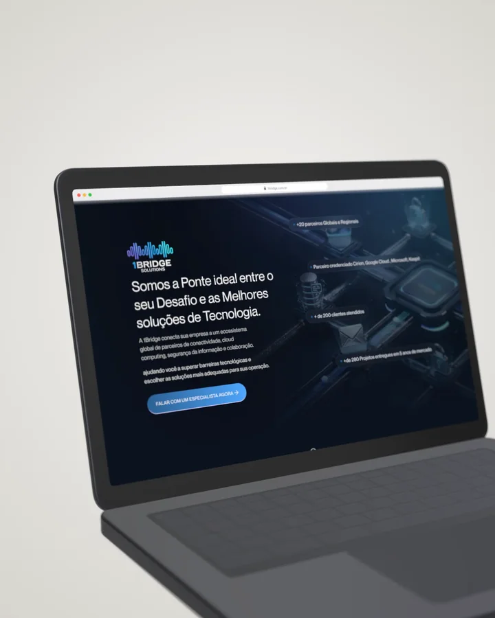 Site 1Bridge Solutions aberto em um notebook