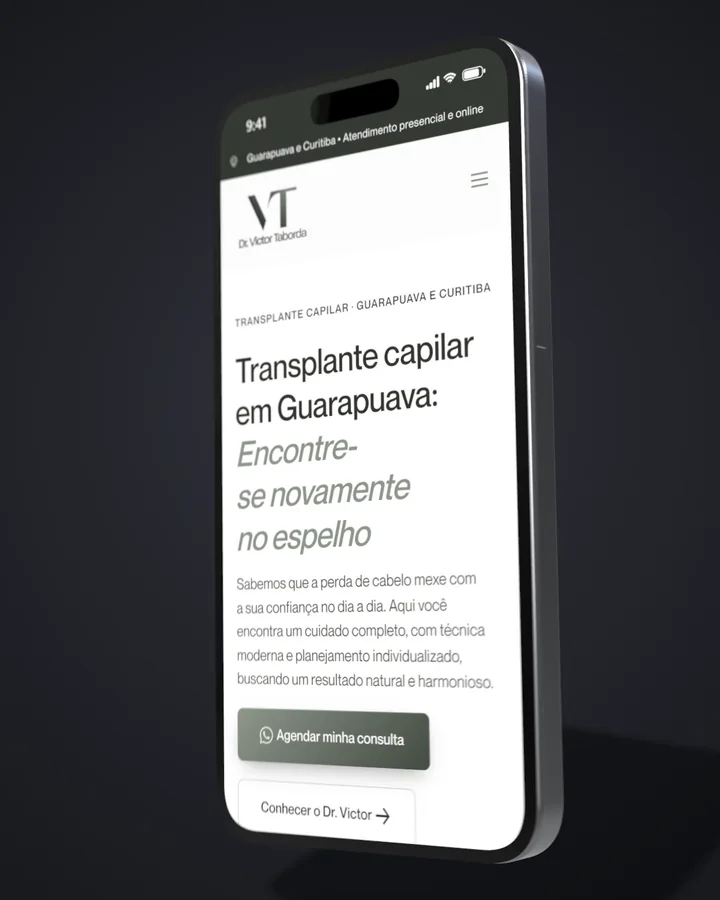 Site Dr. Victor Taborda aberto em um celular