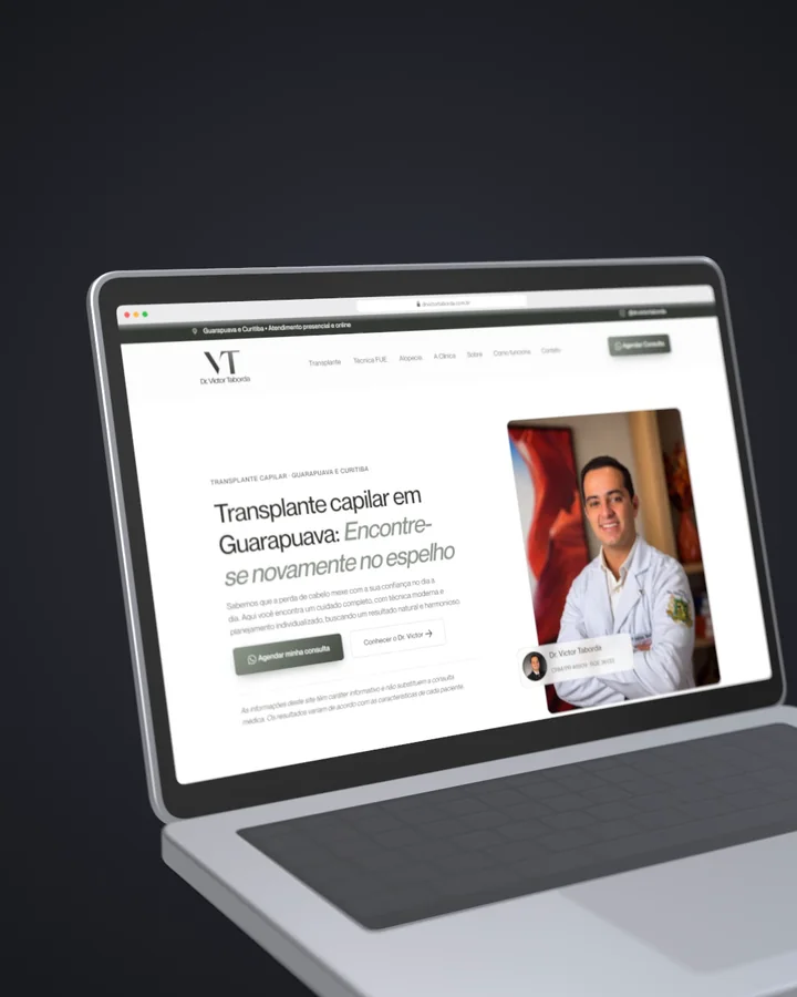 Site Dr. Victor Taborda aberto em um notebook